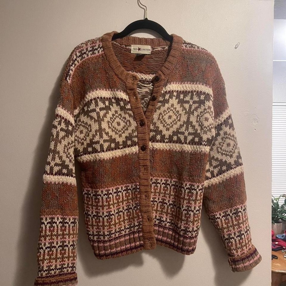 The Limited Vintage Brown Cardigan Sweater Cottagecore Granolagirl GrandmaCore